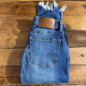 Lucky Brand Jeans Women 0 (26x25) Blue Denim AVA Skinny Ankle Distressed Raw Hem